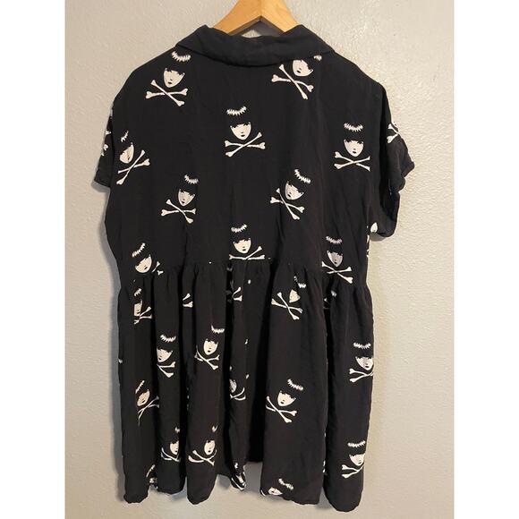 Dolls Kill x Emily the Strange Dress Womens 1X Black Babydoll Skull DKEM22-3102F - Picture 2 of 7